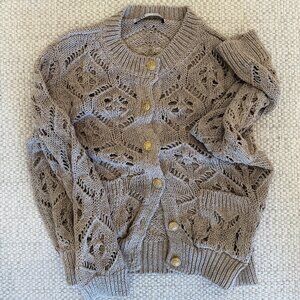 Zara Beige Crochet Sweater Cardigan